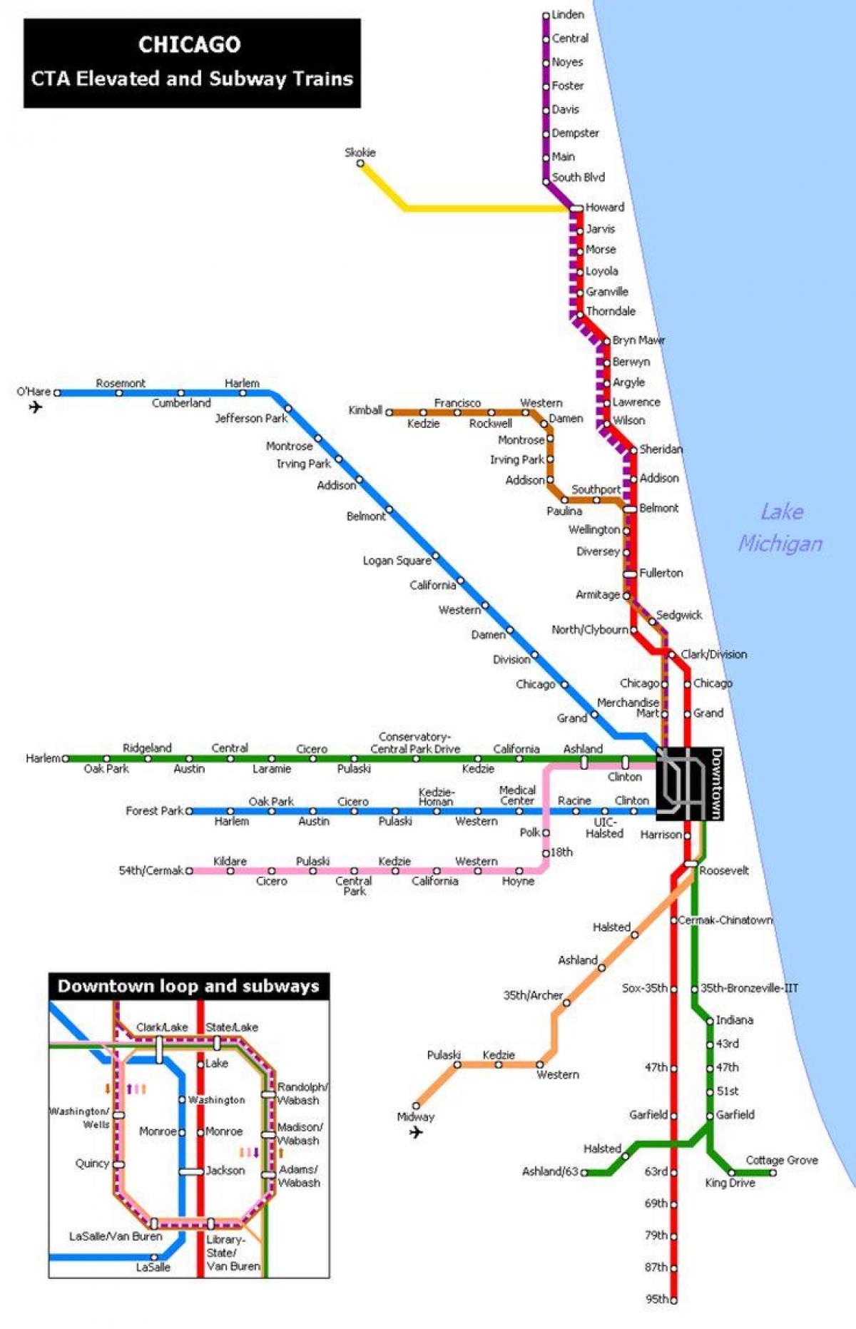 karta podzemne željeznice Chicago