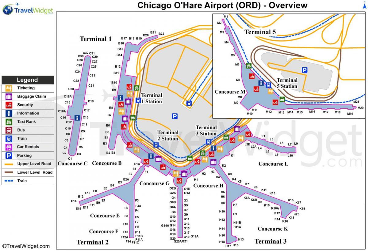 Međunarodna zračna luka chicago O ' Hare karti