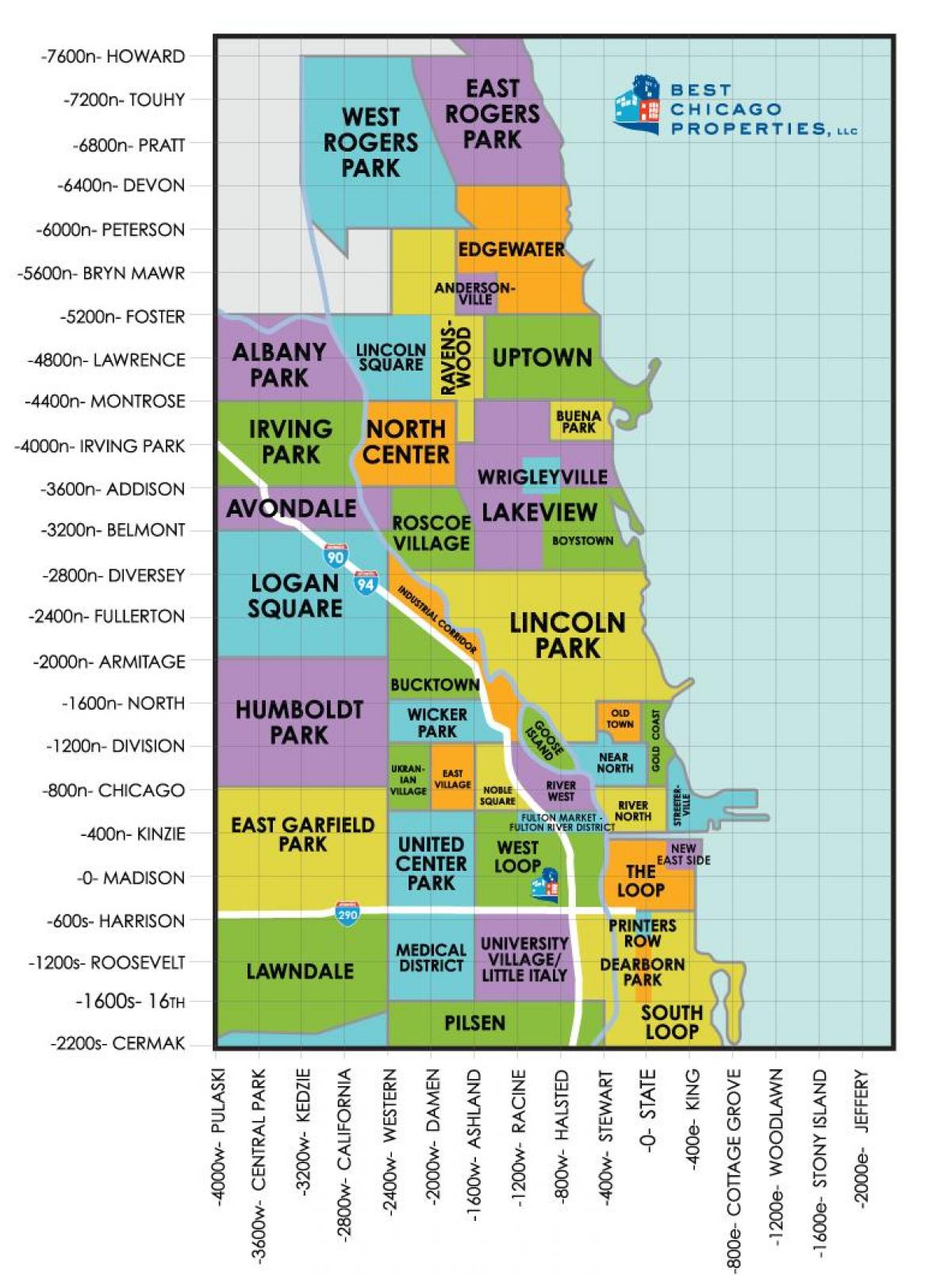četvrtine u Chicago na karti