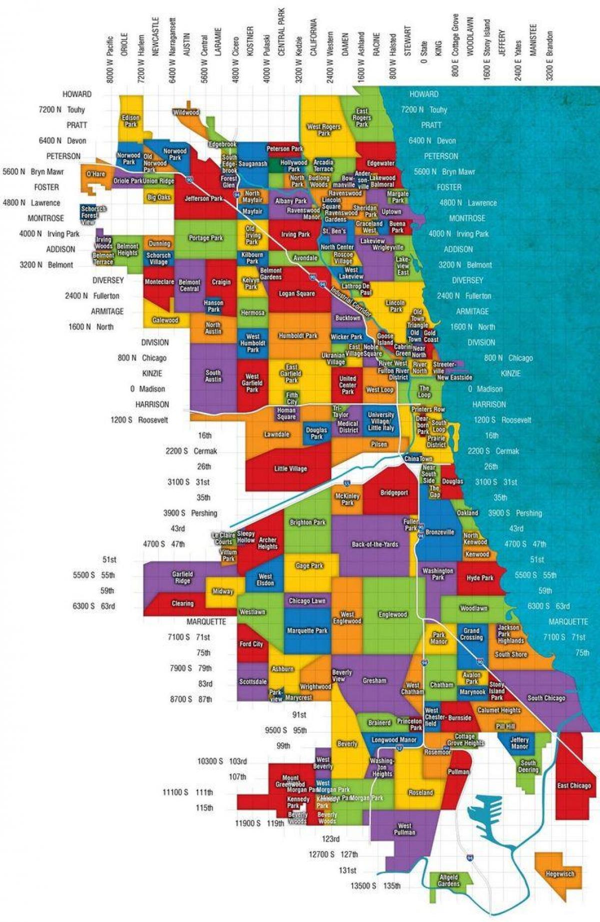 karta grada Chicaga i okolice