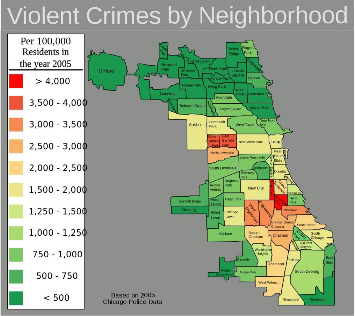 loše područja Chicago na karti