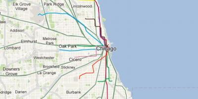 Chicago plave linije željezničke karti
