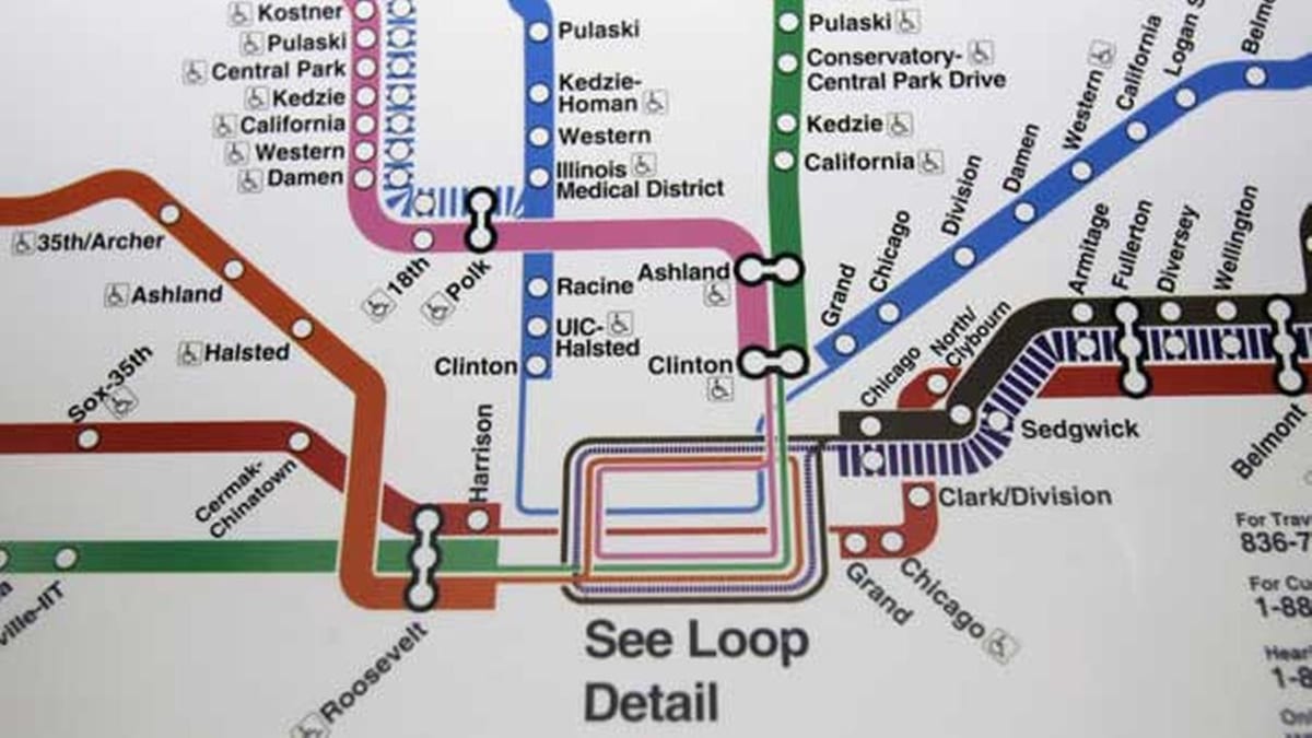 Chicago karta podzemne željeznice plava linija
