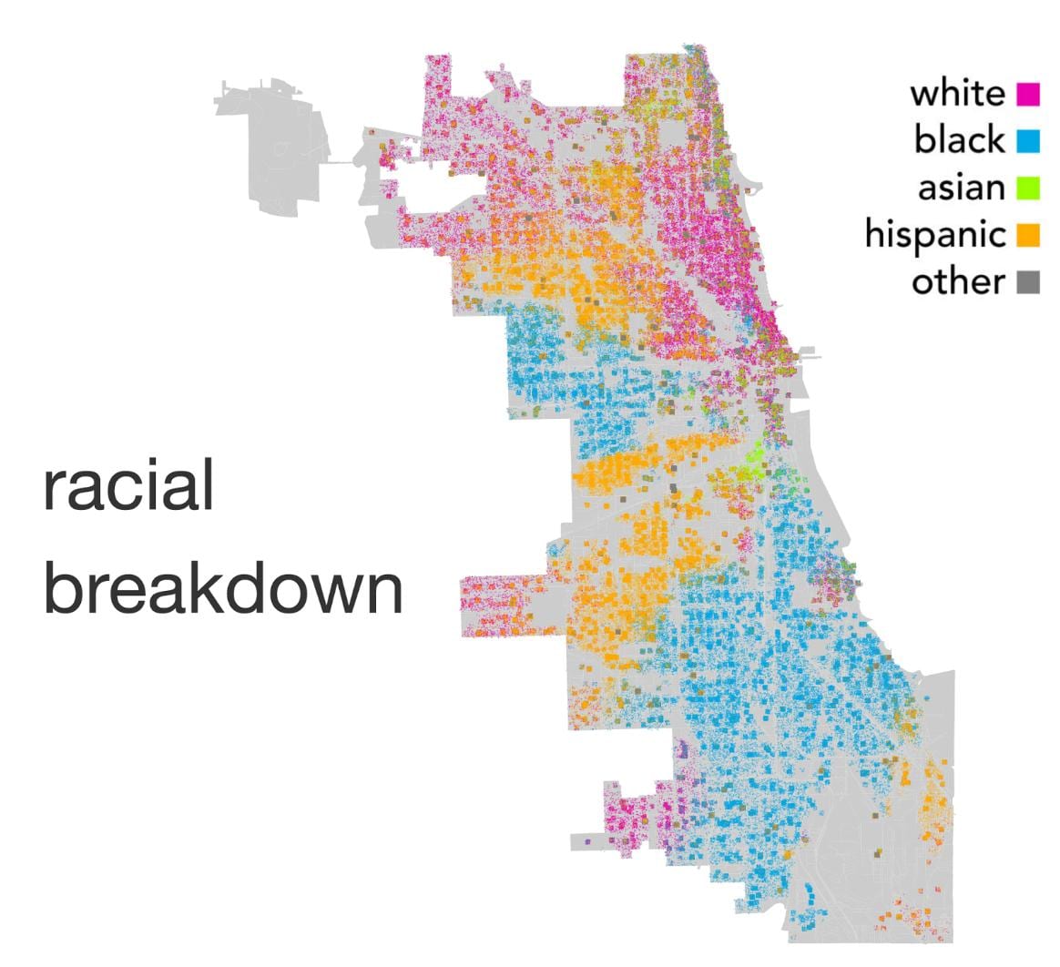 karta za Chicago nacionalnosti