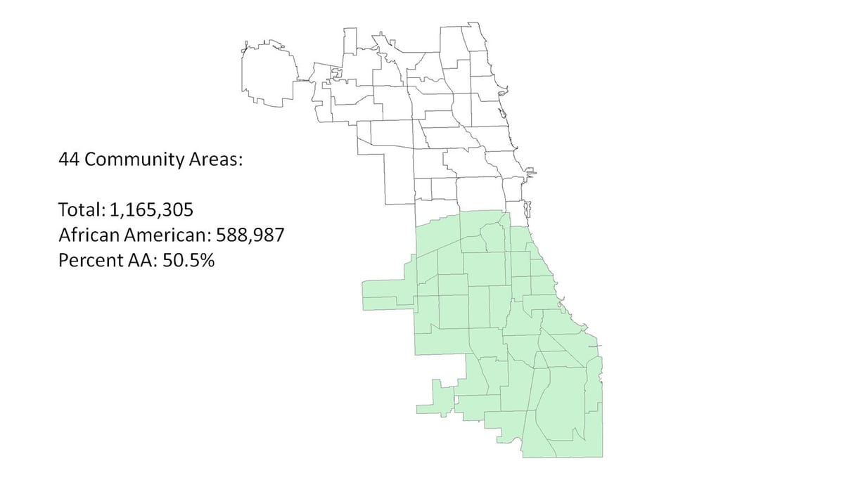 Južna strana Chicago na karti