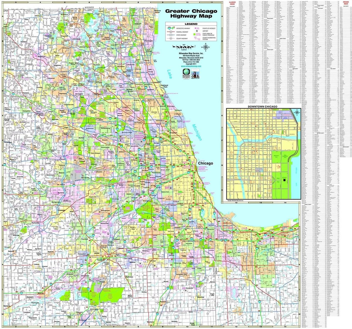 karta autoceste Chicago