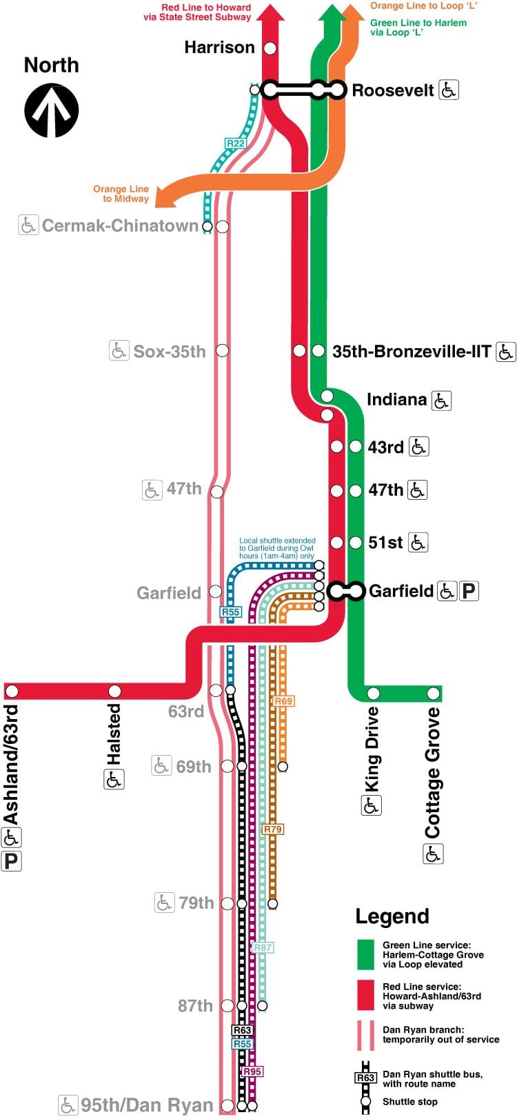 Chicago karta podzemne željeznice crvena linija