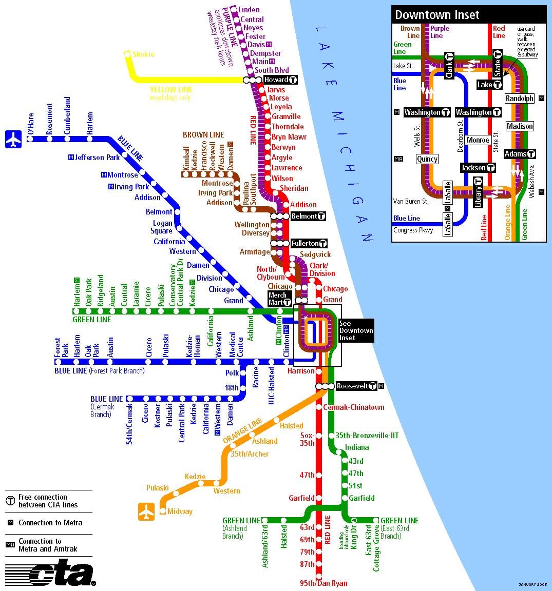 metro u Chicago na karti