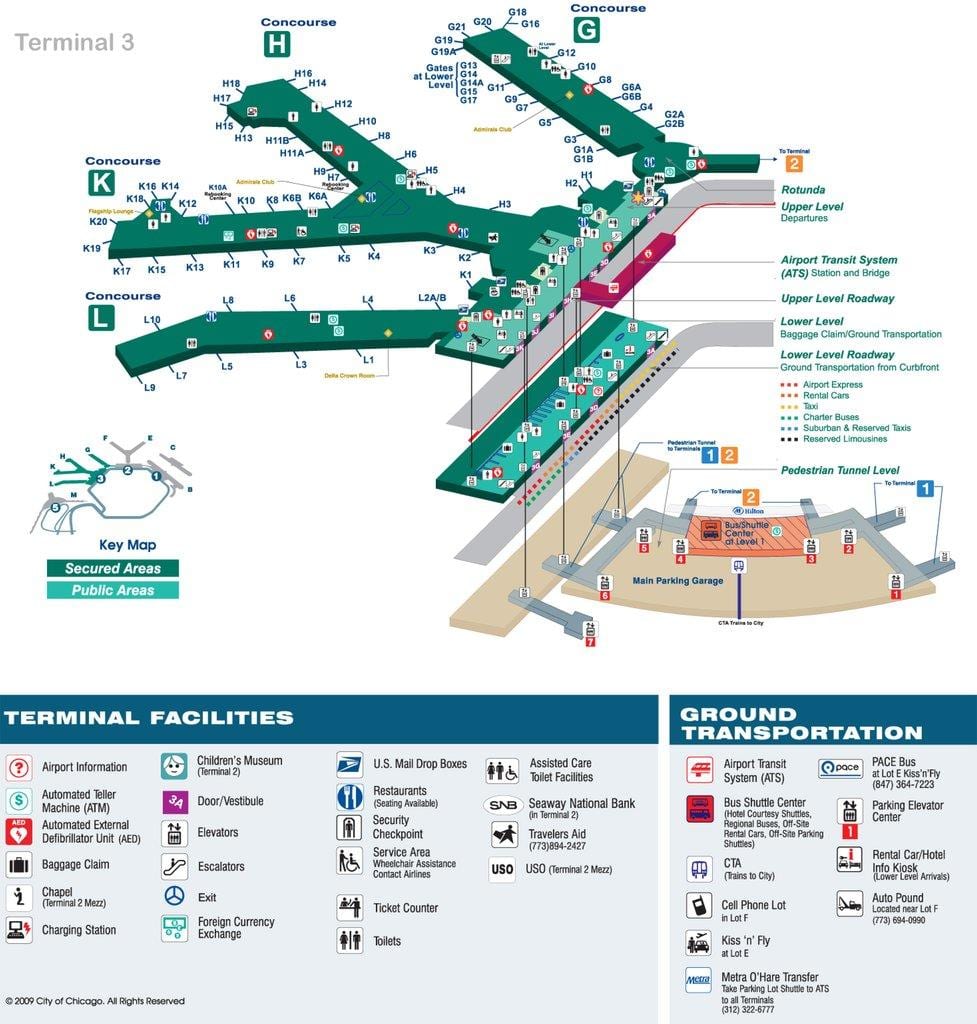 Međunarodna zračna luka O ' Hare karti